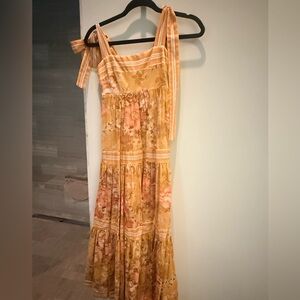 Zimmermann One Shoulder Floral Dress in Yellow and Pink